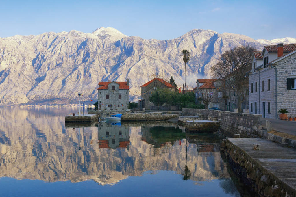 Beautiful winter Mediterranean landscape. Montenegro, Adriatic S