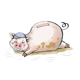 泔水猪卡通图片