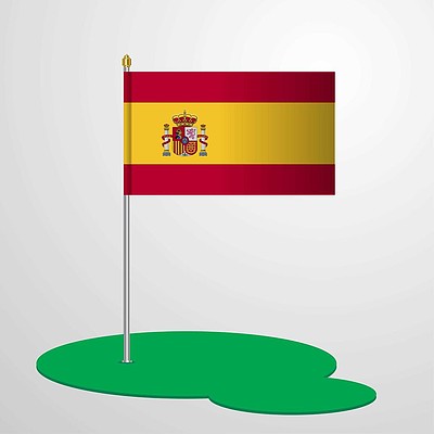 西班牙旗杆矢量插图