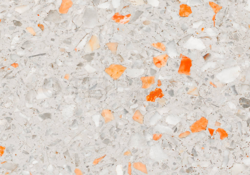 terrazzo flooring which has Orange rock Small or marble old.