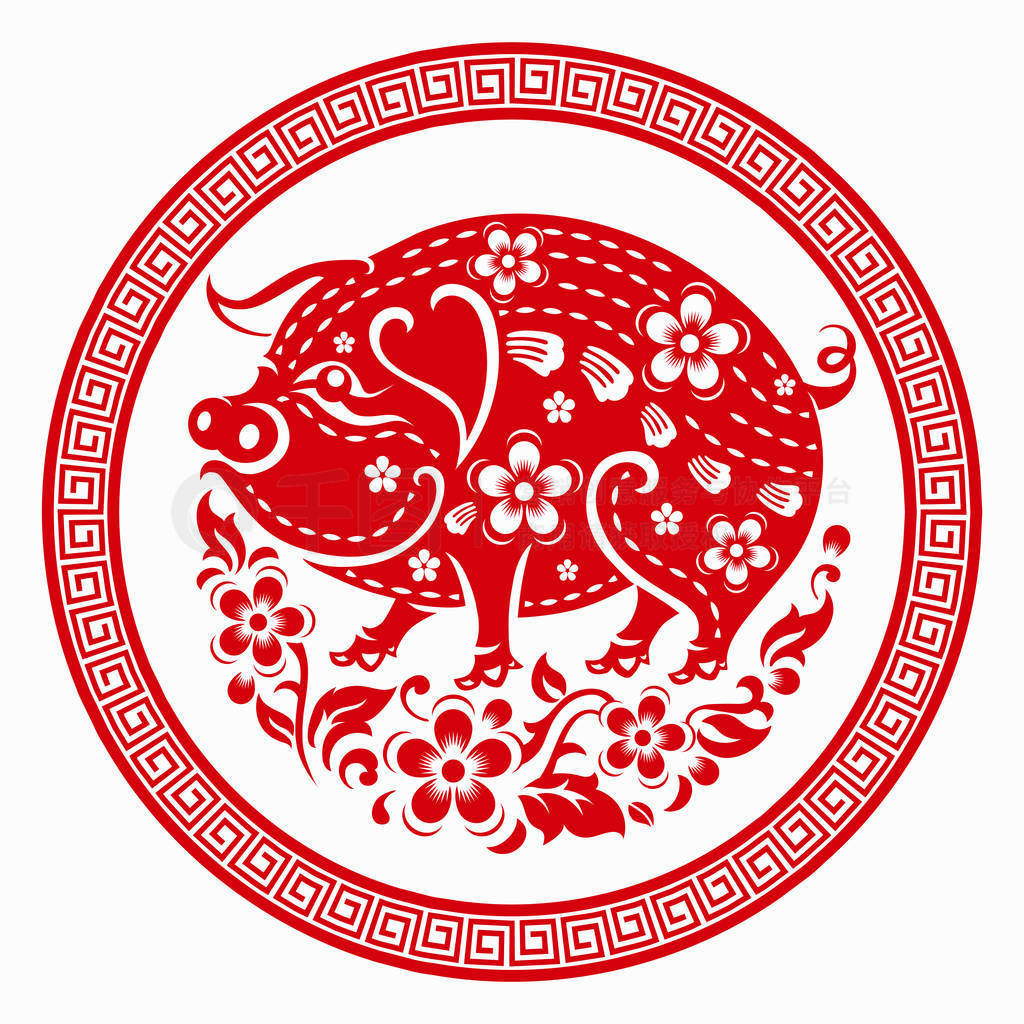 Happy chinese new year 2019 Zodiac sign with gold paper cut art