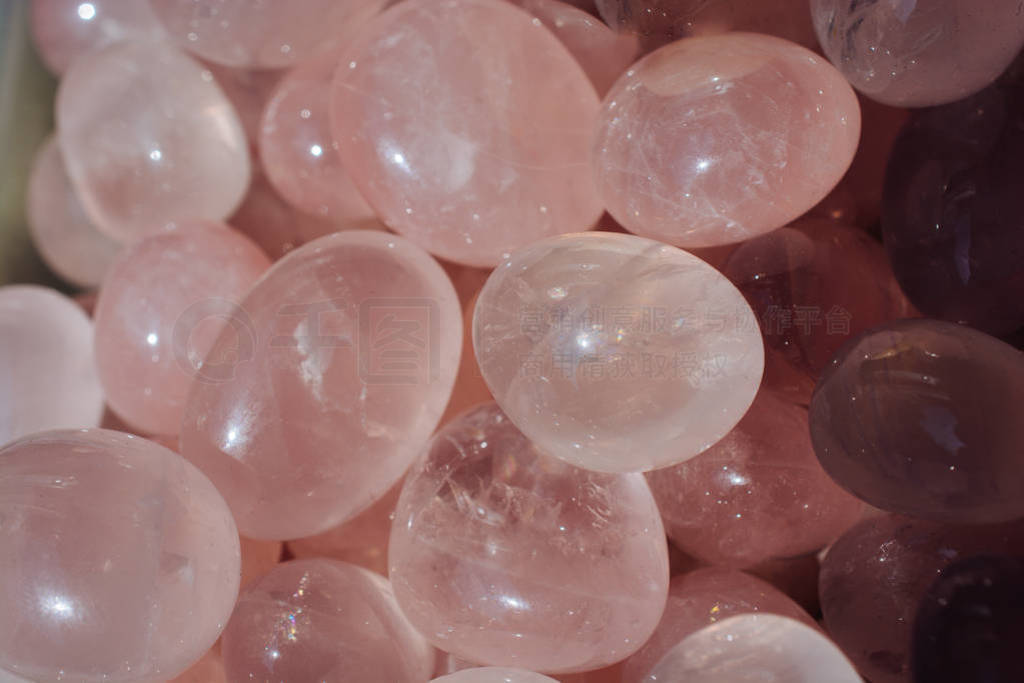 tumbled Rose Quartz gem stone as mineral rock