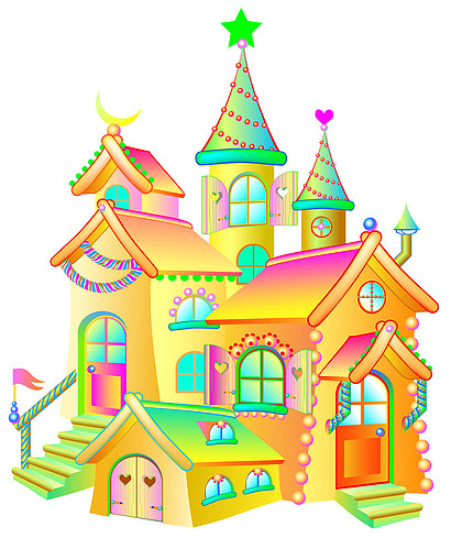玩具童话房子在白色背景上的插图