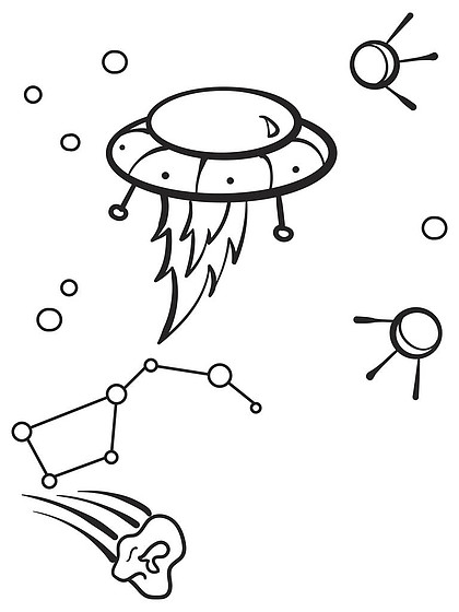 星座和彗星載體.卡通兒童著色, 黑白相間