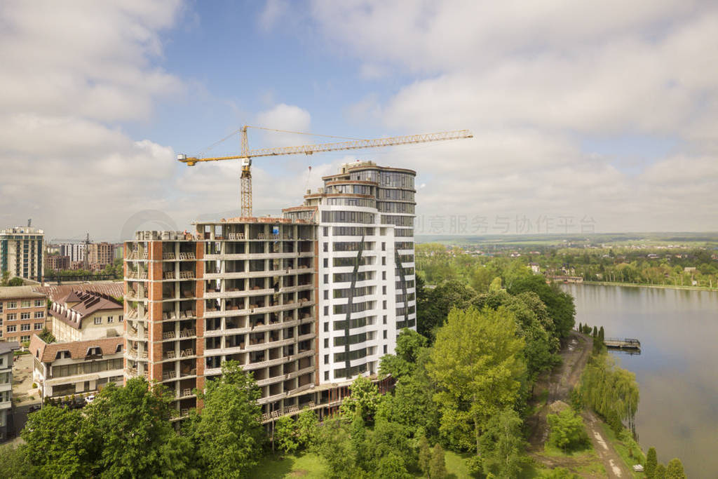 Apartment or office tall building unfinished under construction