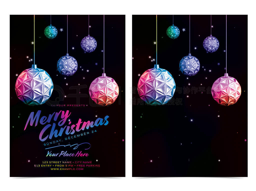 Merry Christmas Event template. A holiday flyer layout with Typo