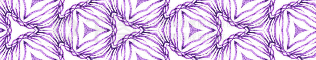 Purple tropical Seamless Border Scroll. Geometric