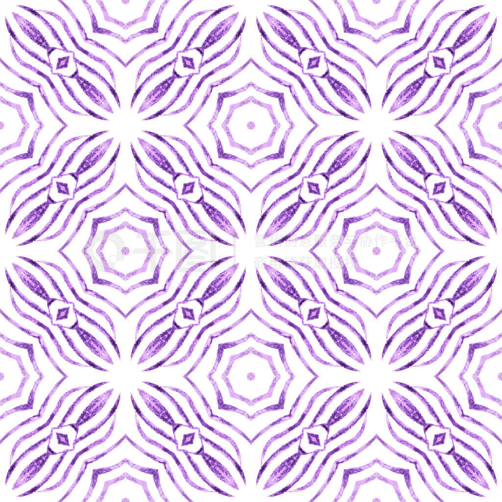 Tiled watercolor background. Purple sightly boho