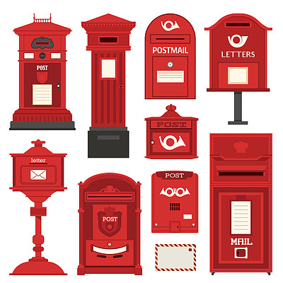 红色邮箱和信箱图标