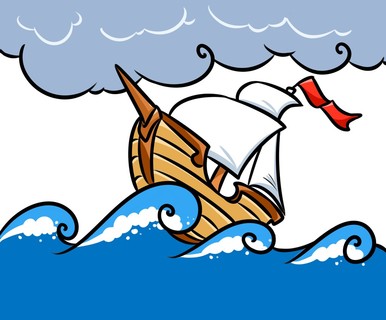 暴风雨船海卡通