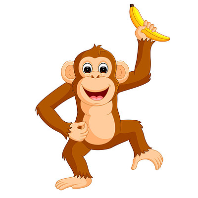 可爱的猴子卡通吃香蕉