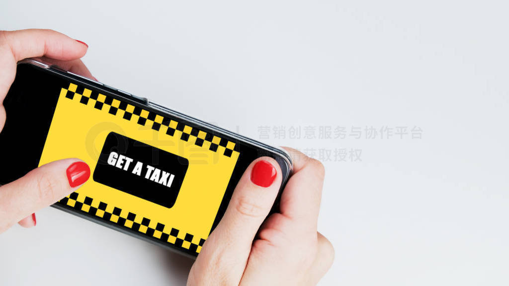 Woman hands holding a smartphone with mobile application order t