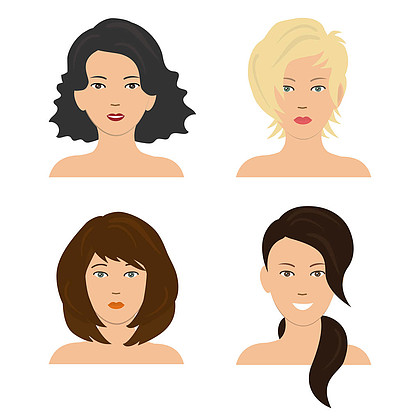 女人头发造型一组四个不同的图像的女孩
