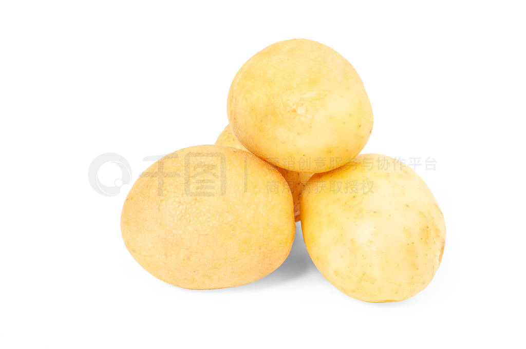 Raw potato on white background