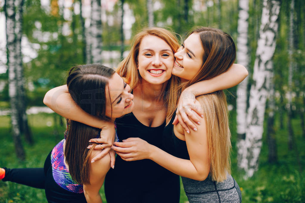 Sports girls in a park