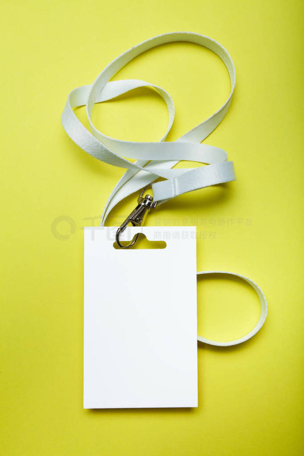 Blank badge mockup isolated on yellow background. Name Tag with