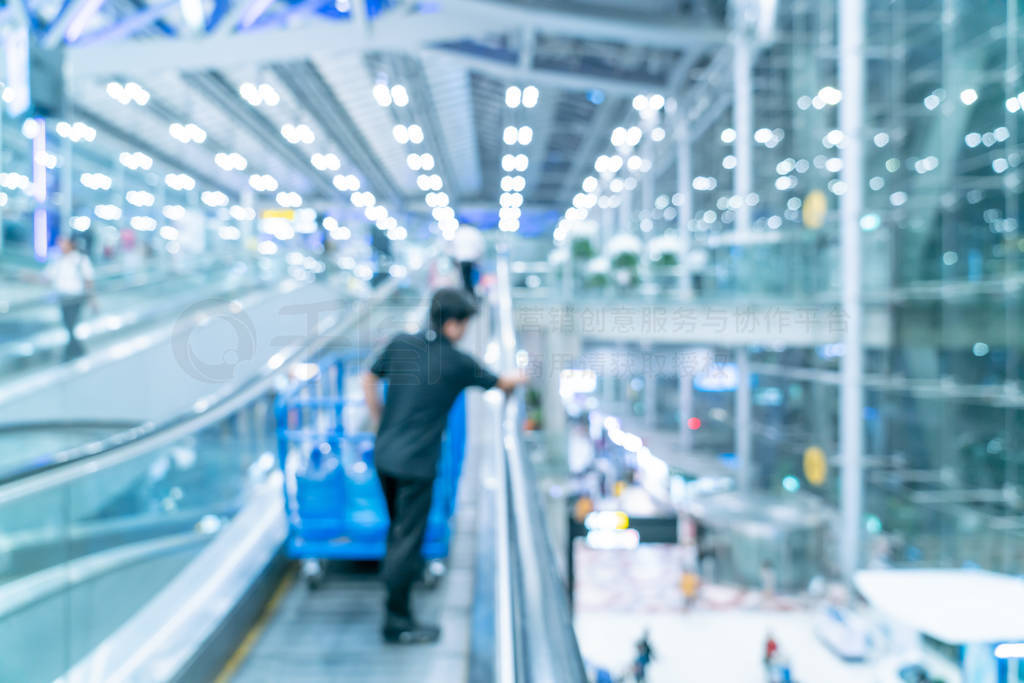 Abstract blur and defocused airport terminal interior