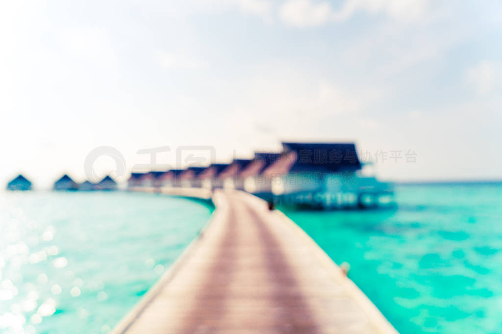 Abstract blur tropical beach and sea in Maldives for background