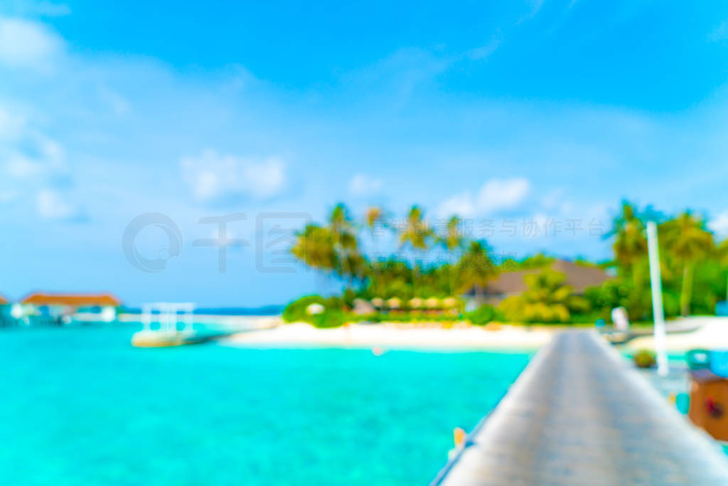 Abstract blur tropical beach and sea in Maldives for background