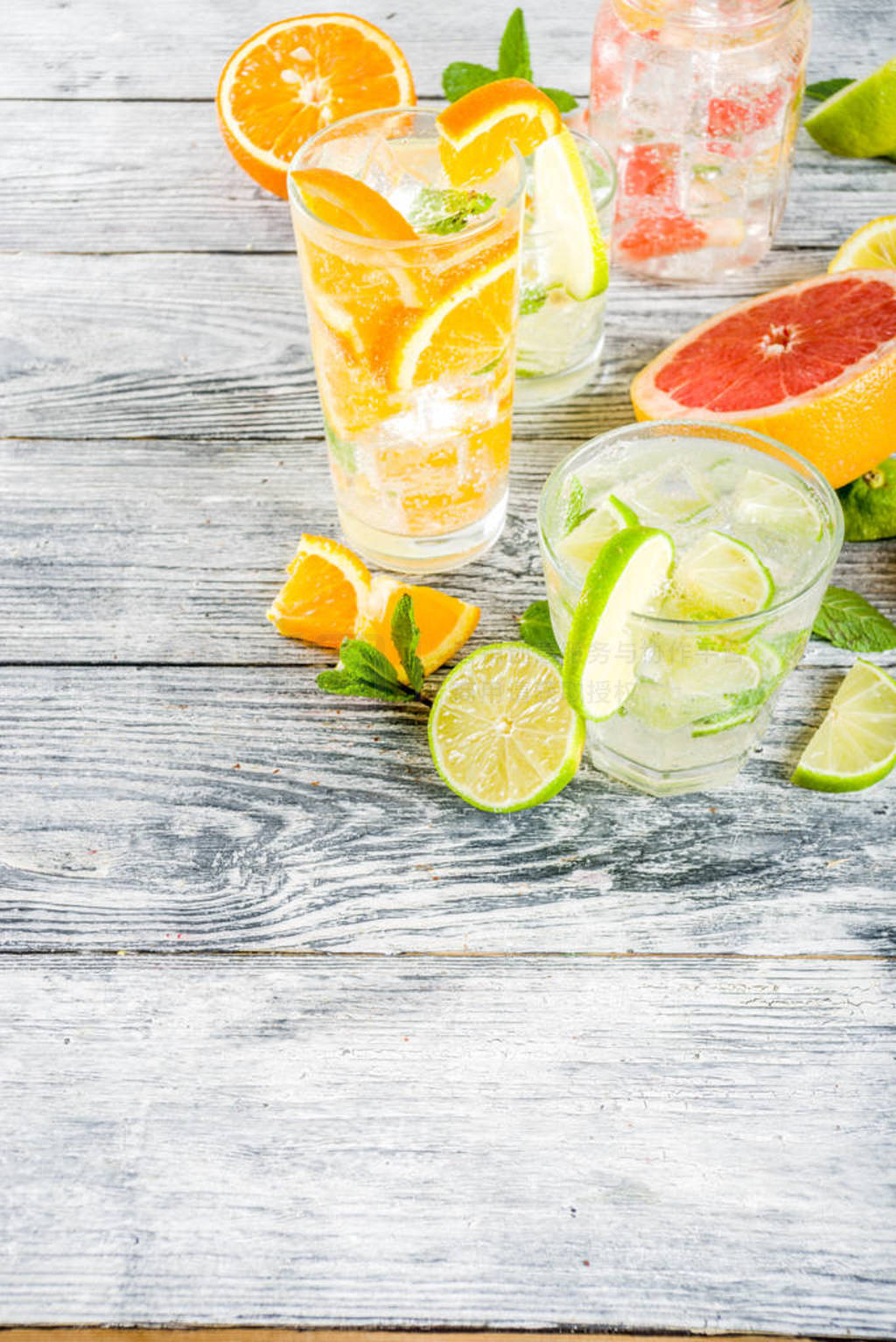 Four types of citrus lemonade or mojito