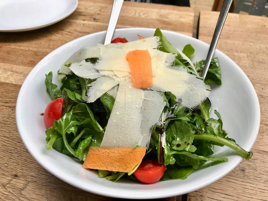 Parmesan Salad with Arugula, Rucola or Rocket Leaves and Cherry