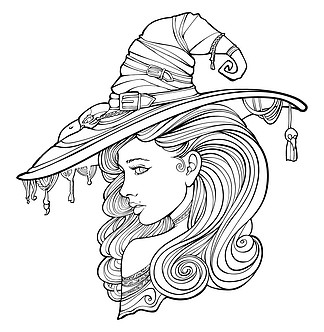 女巫帽子简笔画图片