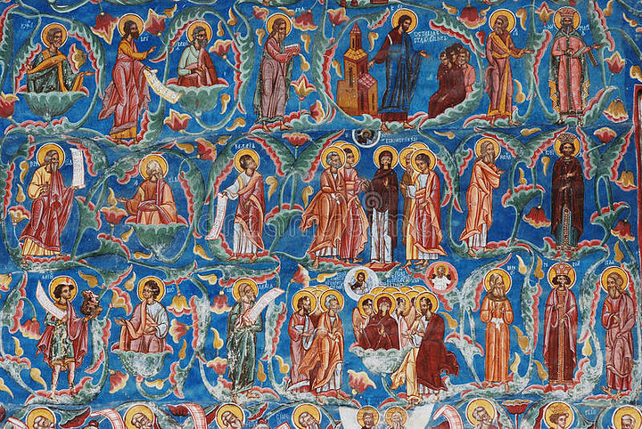 壁画,彩绘教堂细节,罗马尼亚布科维纳苏切维塔