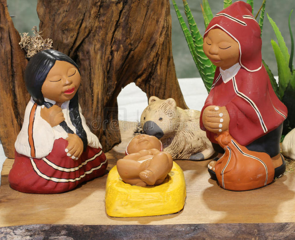 基督的诞生地点和指已提到的人神圣的家庭从玻利维亚条子毛绒采用Lat采用美洲