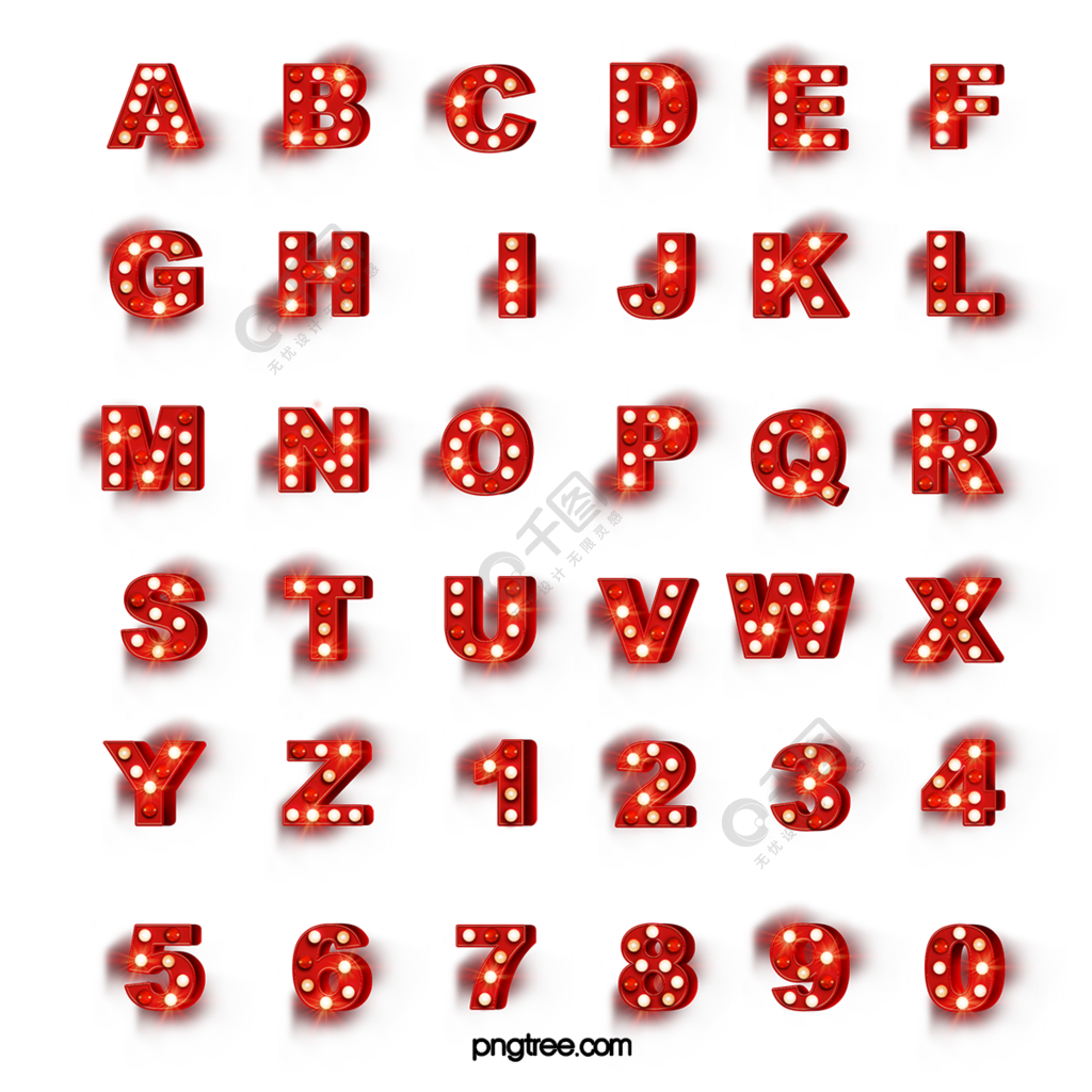 红色灯泡复古数字字母