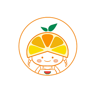 水果铺logo卡通橘子人物橙子女孩图标