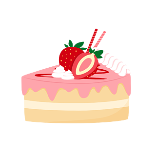 卡通手绘粉色甜品草莓蛋糕卡通矢量草莓巧克力蛋糕提拉米苏甜品免抠