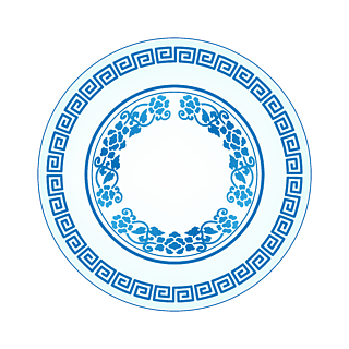 青花瓷中国风回字纹中国传统花纹盘子瓷盘