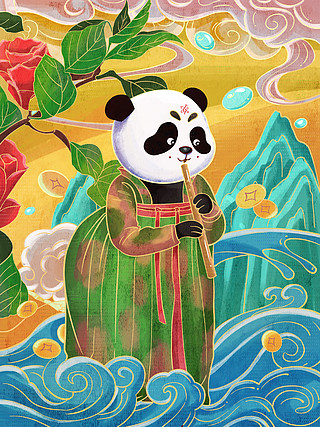 古装卡通熊猫图片