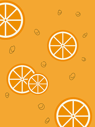 夏天清新凉爽橙子汽水水果手绘卡通背景素材