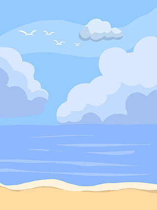卡通可爱海滩风景背景图