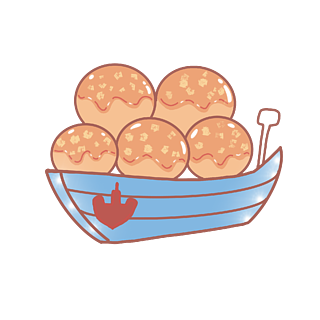 卡通图案章鱼小丸子章鱼烧小吃的插画日本食品套装徽章标签标志卡通