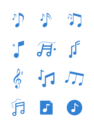免扣藍色扁平簡約矢量音樂音符圖標icon