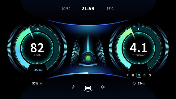 科技感汽车车载导航系统ui智慧大屏仪表盘