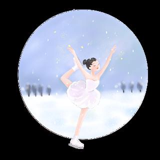 雪中冰刀芭蕾少女冬奥会手绘插画