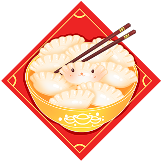 手绘插画中国节日春节过年美食饺子卡通水饺