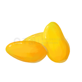 手绘芒果插画水果元素热带甜品美味黄色科普