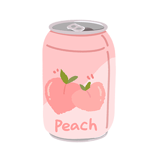 手绘卡通可爱粉色桃子气泡水汽水果汁易拉罐