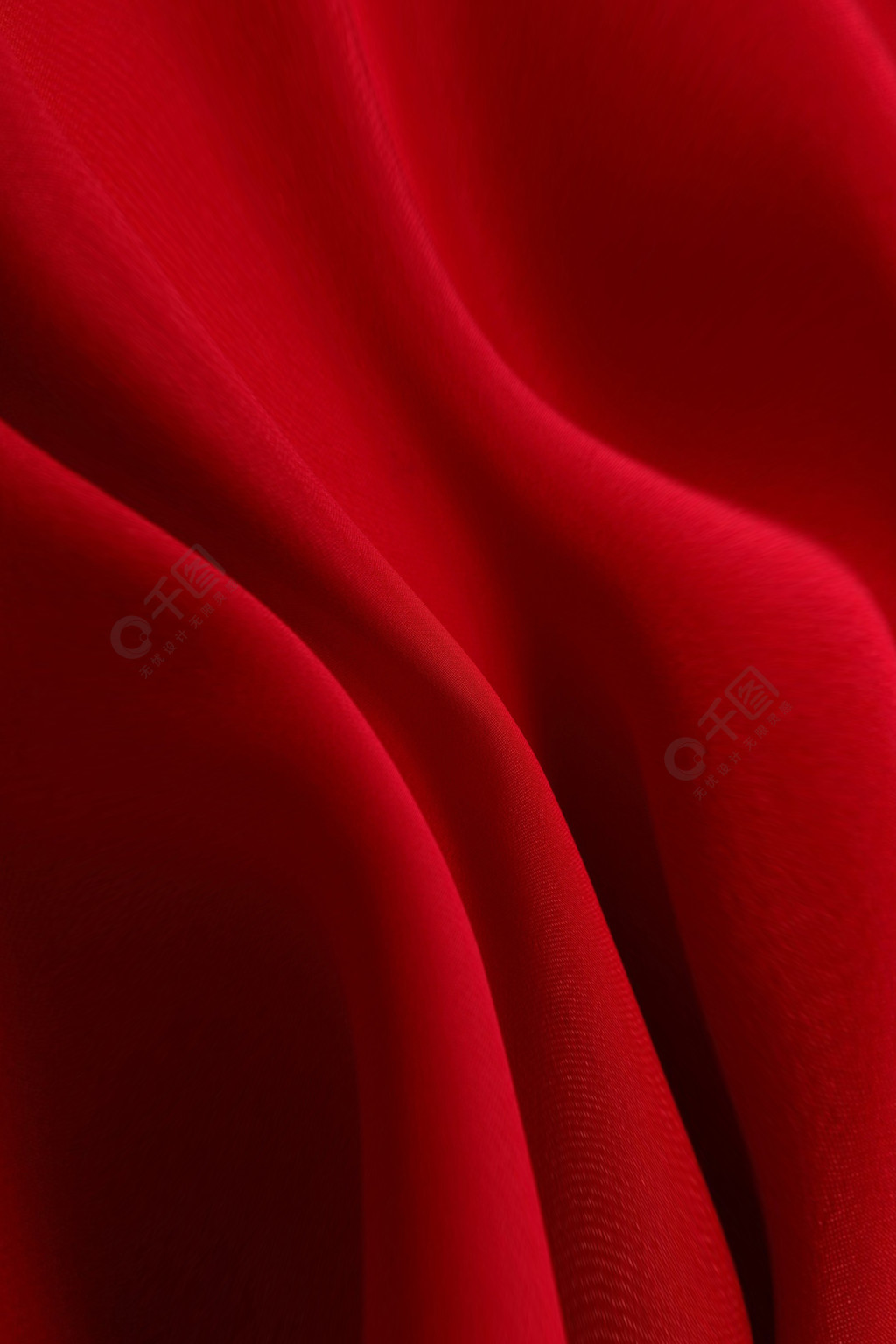 红色实物丝绸丝带海报背景