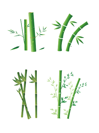 矢量手繪古風竹子竹葉圖標邊框插畫裝飾素材