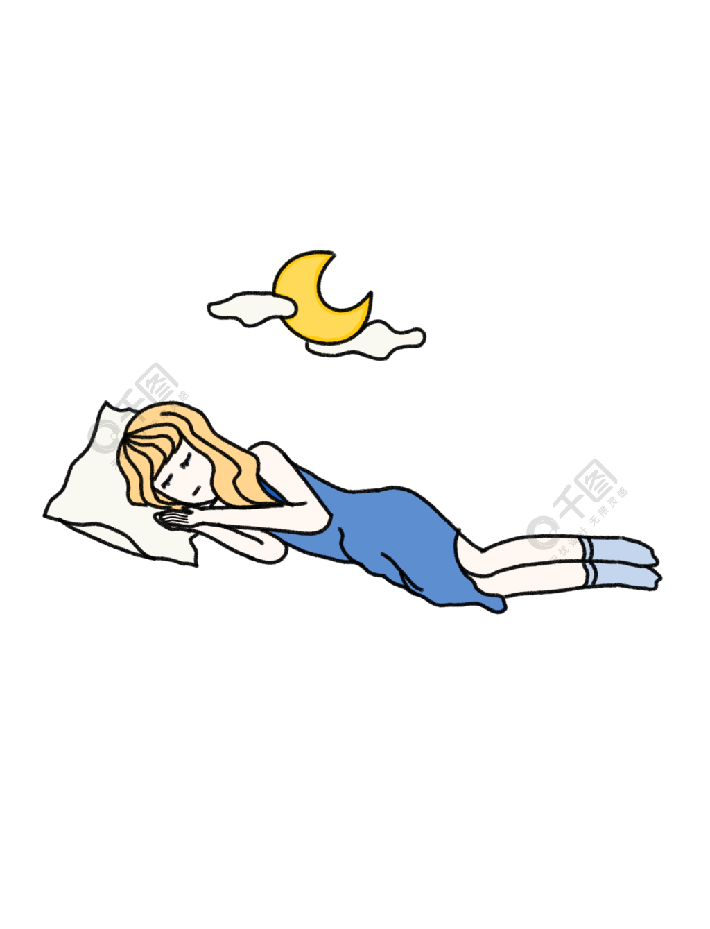 Ilustración Del Día Mundial Del Sueño Acostado Durmiendo Niña Dormida ...