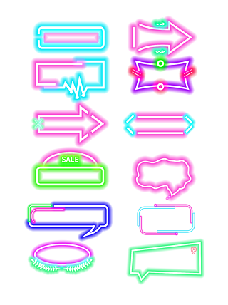 招牌炫光素材交通相關的路牌指示燈素材618邊框霓虹燈光熒光燈手繪茶