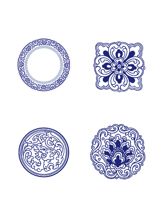 青花瓷紋樣紋理傳統陶瓷瓷器裝飾素材矢量