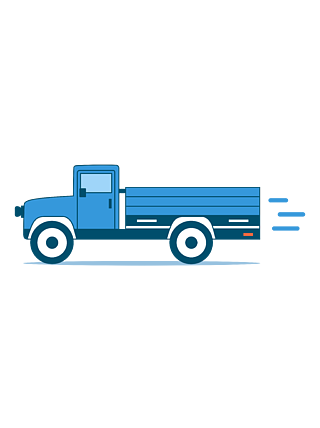 卡通矢量天蓝色卡车货物运输汽车插画元素