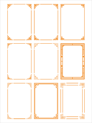 矢量中式角花边框花框围边