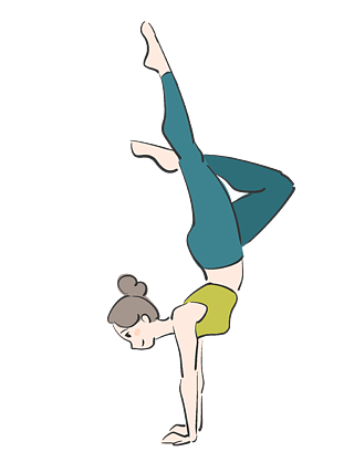 手绘健身锻炼运动瑜伽体式手倒立女孩插画